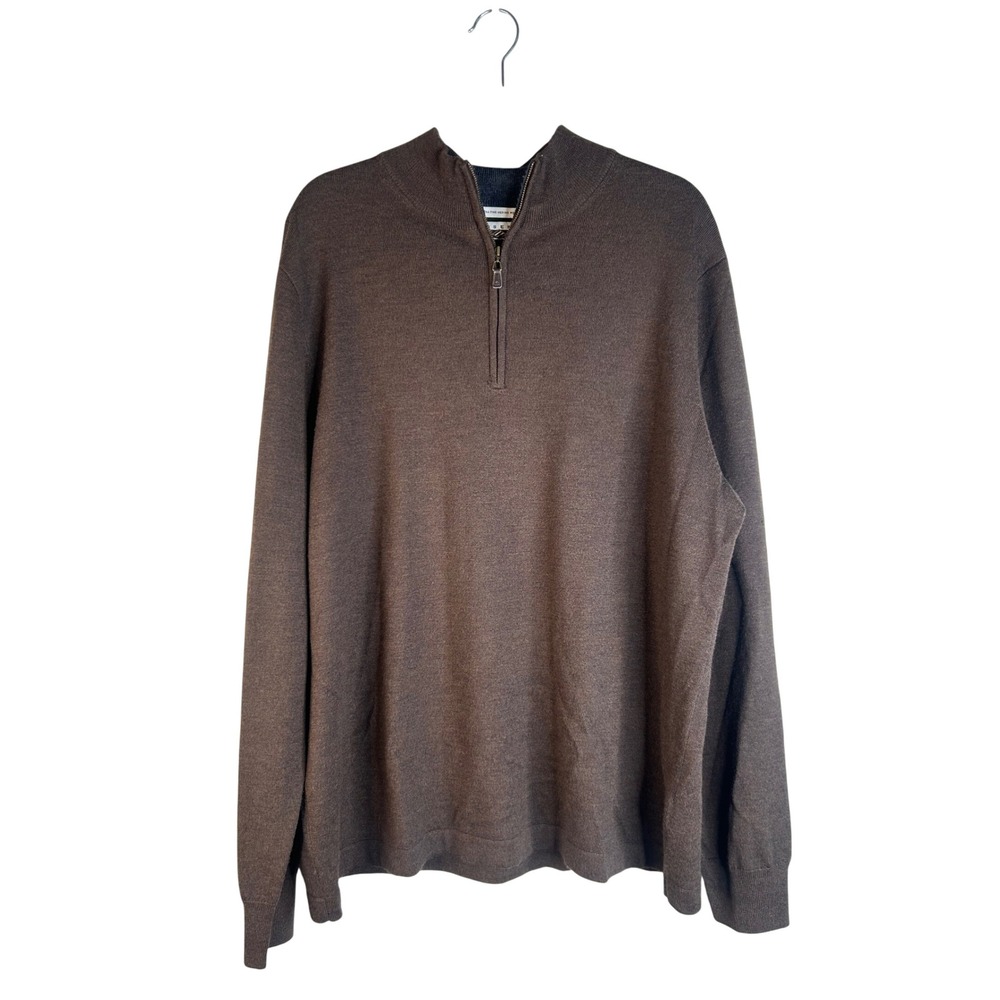 Joseph Abboud Men's Brown Extra Fine Merino Wool Quarter Zip Sweater Size XXL